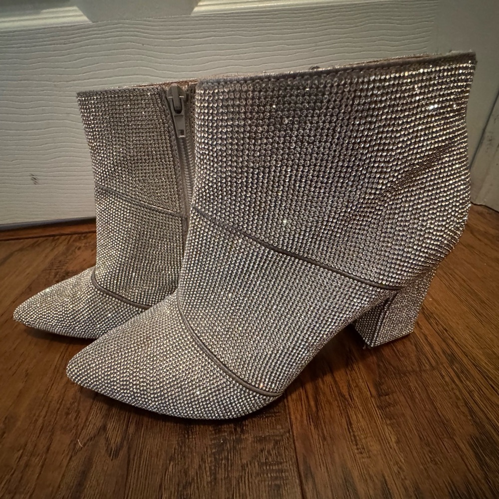 Steve Madden Sparkling Silver Ankle Booties